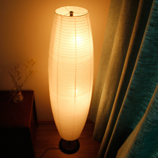 Nowoczesna lampa podłogowa Japandi z papierowym kloszem