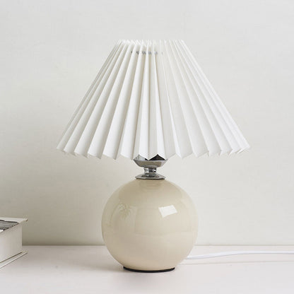 Nowoczesna ceramiczna lampa stołowa z tkaninowym abażurem – dostępna w wielu kolorach