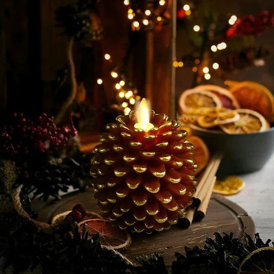 Autumn Pinecone Lights – Set of 2 with Realistic LED Flame Effect