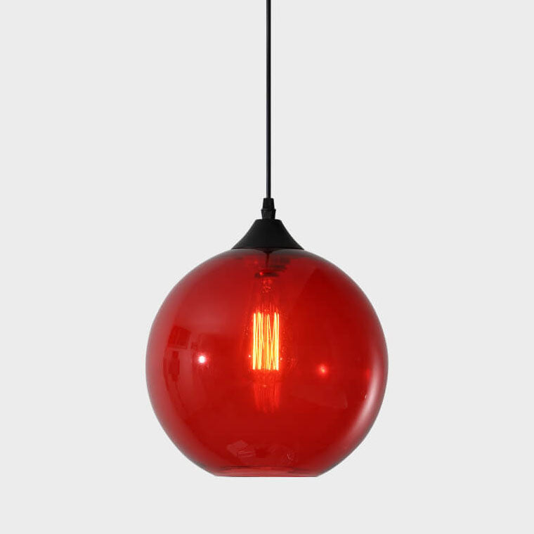 Modern Glass Hanging Lamp in Various Colors with Spherical Design