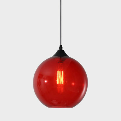 Modern Glass Hanging Lamp in Various Colors with Spherical Design