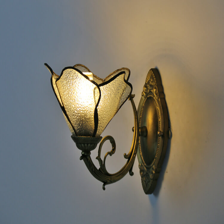 Designer glass and iron wall lamp - many colours