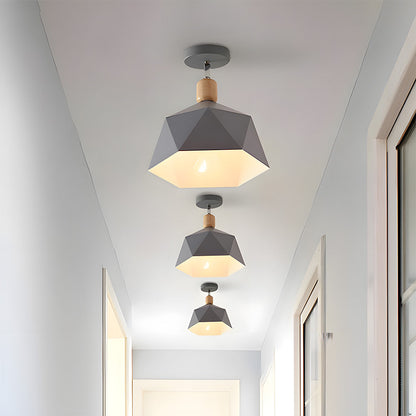 Läila – Skandynawska Lampa Sufitowa z Geometrycznym Designem i Drewnianym Akcentem