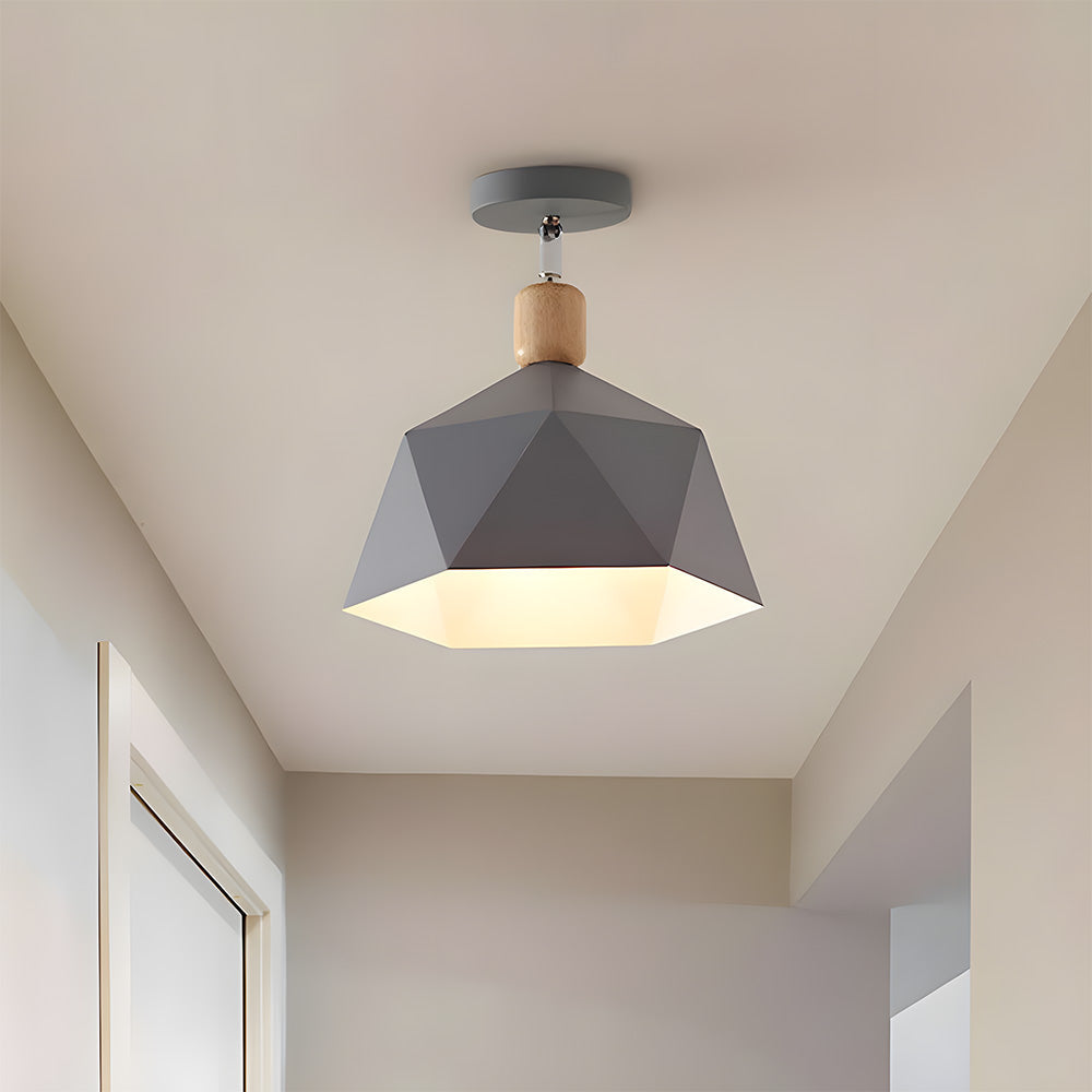 Läila – Skandynawska Lampa Sufitowa z Geometrycznym Designem i Drewnianym Akcentem