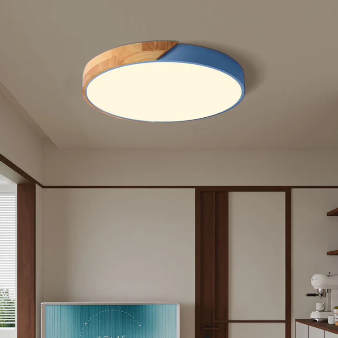 Lampa Sufitowa LED w Skandynawskim Stylu z Drewna i Akrylu