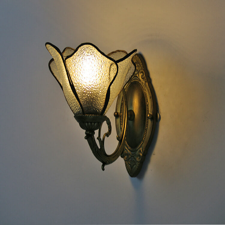 Designer glass and iron wall lamp - many colours