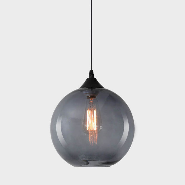 Modern Glass Hanging Lamp in Various Colors with Spherical Design