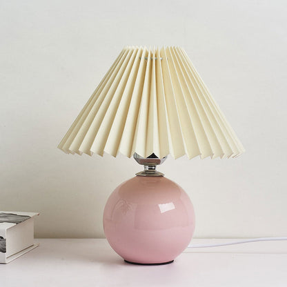 Nowoczesna ceramiczna lampa stołowa z tkaninowym abażurem – dostępna w wielu kolorach
