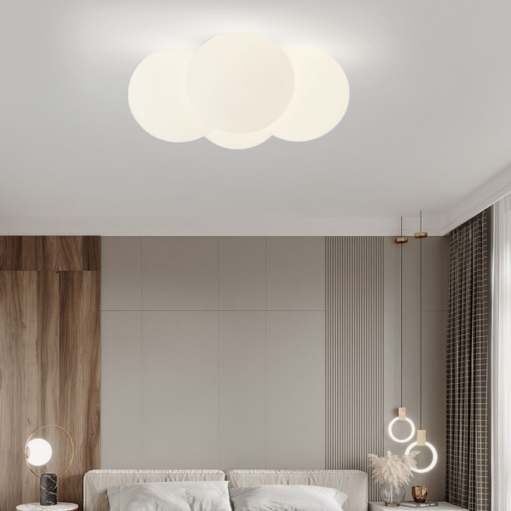 White ceiling lamp with clouds and bubbles
