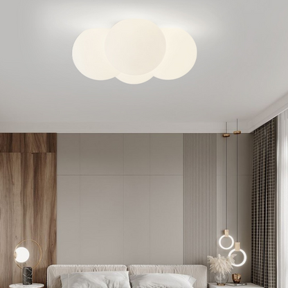 White ceiling lamp with clouds and bubbles