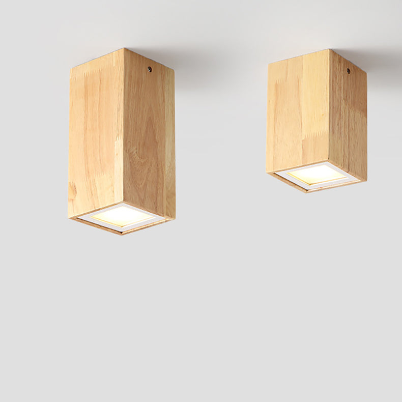 Nowoczesna Drewniana Lampa Sufitowa LED – Drewno Gumowe i Akryl, 3 Rozmiary