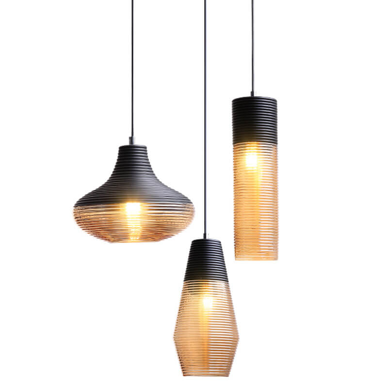 Nowoczesna Szklana Lampa Wisząca w Przezroczystym lub Czarnym Designie