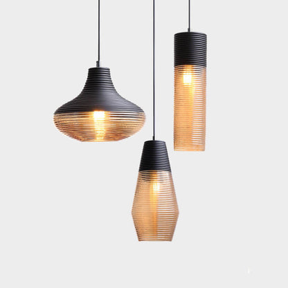 Nowoczesna Szklana Lampa Wisząca w Przezroczystym lub Czarnym Designie