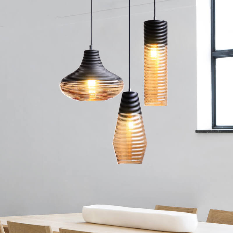 Nowoczesna Szklana Lampa Wisząca w Przezroczystym lub Czarnym Designie