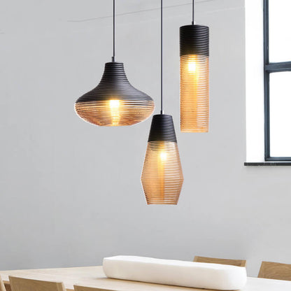 Nowoczesna Szklana Lampa Wisząca w Przezroczystym lub Czarnym Designie