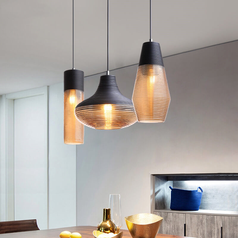 Nowoczesna Szklana Lampa Wisząca w Przezroczystym lub Czarnym Designie