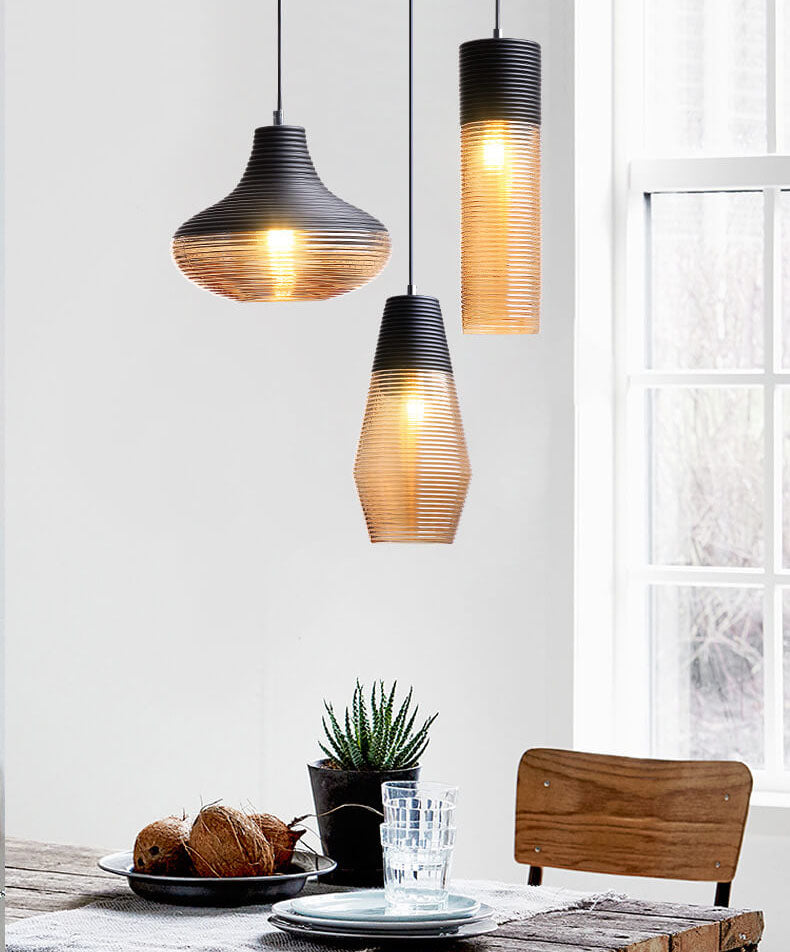 Nowoczesna Szklana Lampa Wisząca w Przezroczystym lub Czarnym Designie