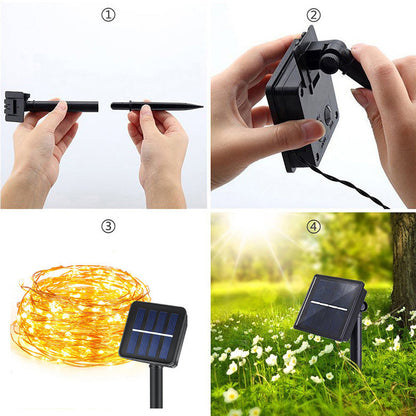 Solarna Dekoracyjna Lampa LED Pszczoła – Art Deco, Kolory: Czerwony / Żółty / Biały – Dostępne warianty: 20 / 30 / 50 / 100 LED