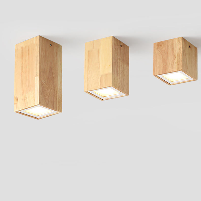 Nowoczesna Drewniana Lampa Sufitowa LED – Drewno Gumowe i Akryl, 3 Rozmiary