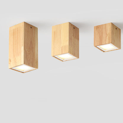 Nowoczesna Drewniana Lampa Sufitowa LED – Drewno Gumowe i Akryl, 3 Rozmiary