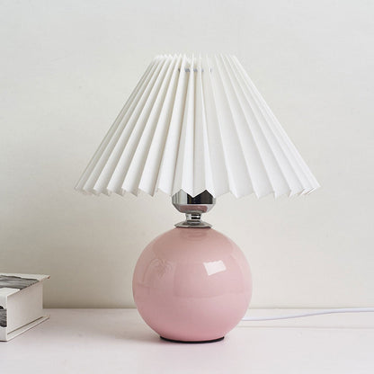 Nowoczesna ceramiczna lampa stołowa z tkaninowym abażurem – dostępna w wielu kolorach