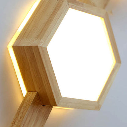 Nowoczesna drewniana lampa sufitowa Japandi LED – 1/2/3 reflektory