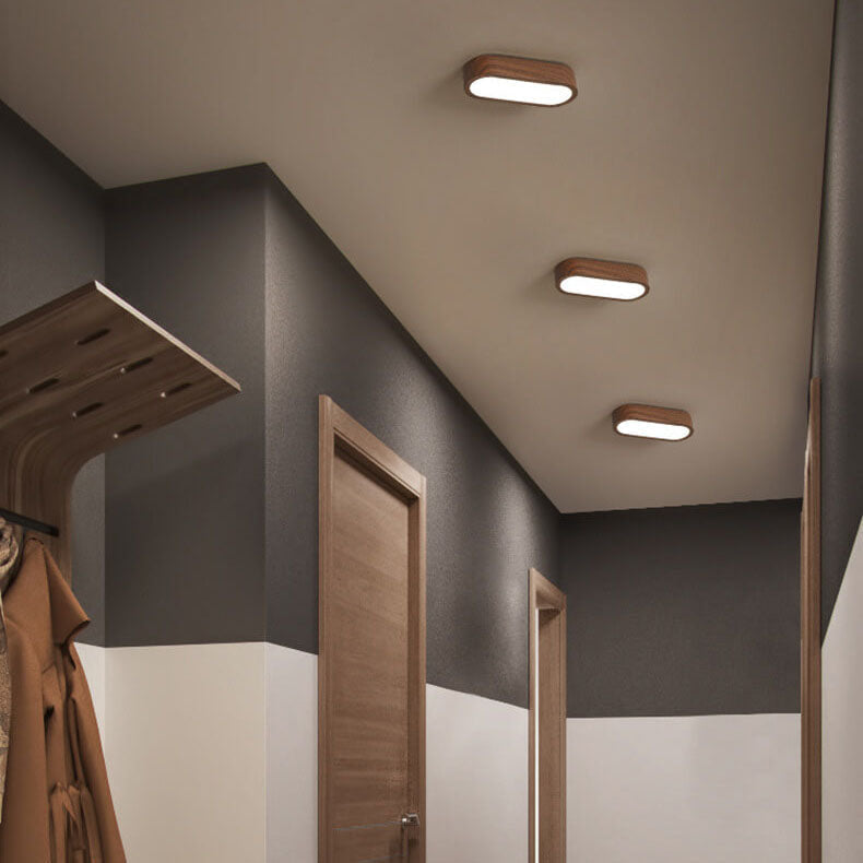 Nowoczesna Drewniana Lampa Sufitowa – Drewno/Orzechowy Rysunek Słojów – LED 8W