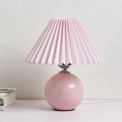 Nowoczesna ceramiczna lampa stołowa z tkaninowym abażurem – dostępna w wielu kolorach
