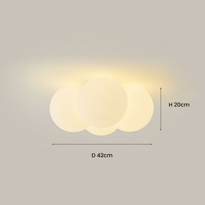 White ceiling lamp with clouds and bubbles