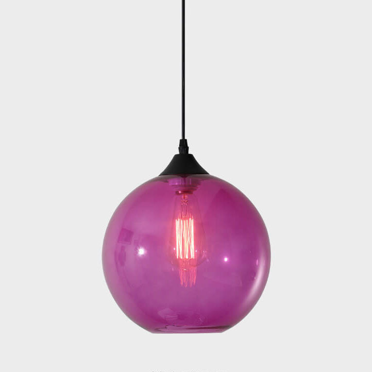 Modern Glass Hanging Lamp in Various Colors with Spherical Design