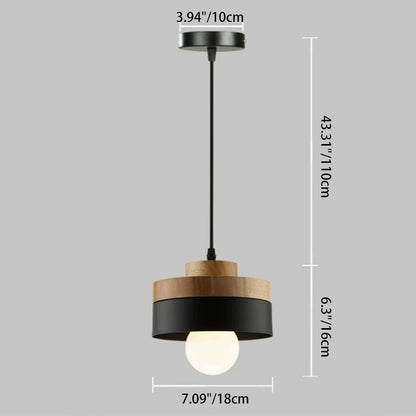 Nowoczesna Lampa Wisząca Metalowo-Drewniana – Czarna lub Biała z Regulowanym Przewodem