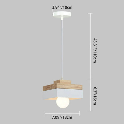 Nowoczesna Lampa Wisząca Metalowo-Drewniana – Czarna lub Biała z Regulowanym Przewodem