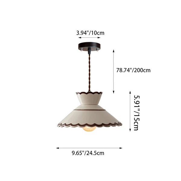 French Ceramic Pendant Light – Minimalist Cone Shape, E26 Socket