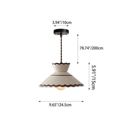 French Ceramic Pendant Light – Minimalist Cone Shape, E26 Socket