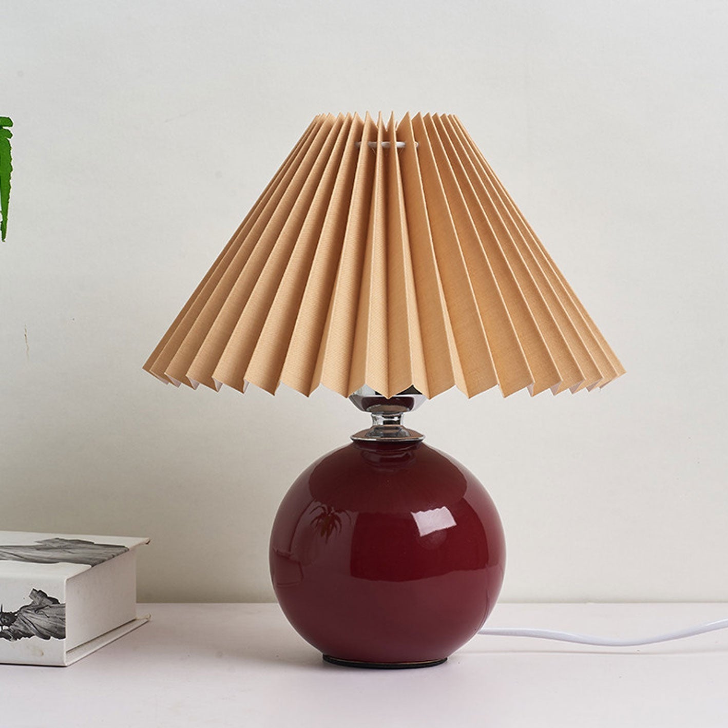 Nowoczesna ceramiczna lampa stołowa z tkaninowym abażurem – dostępna w wielu kolorach