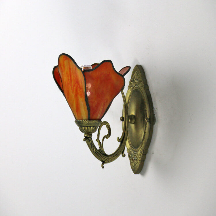 Designer glass and iron wall lamp - many colours