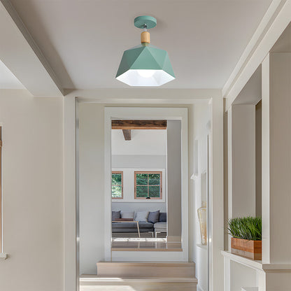 Läila – Skandynawska Lampa Sufitowa z Geometrycznym Designem i Drewnianym Akcentem