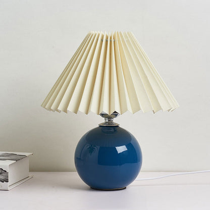 Nowoczesna ceramiczna lampa stołowa z tkaninowym abażurem – dostępna w wielu kolorach