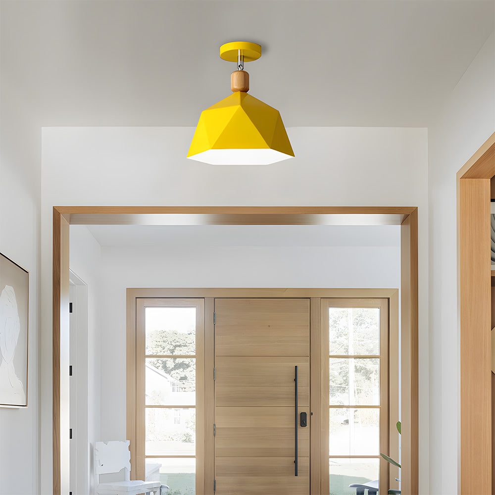 Läila – Skandynawska Lampa Sufitowa z Geometrycznym Designem i Drewnianym Akcentem