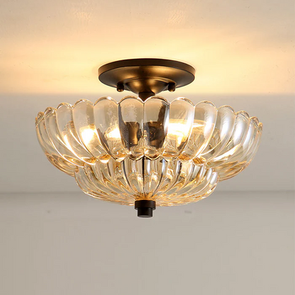 Vintage lampa sufitowa z bursztynowego szkła — elegancki akcent do każdego wnętrza