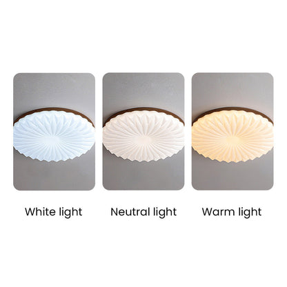French Beige White LED Ceiling Light - Wood and Acrylic with 3 Color Light