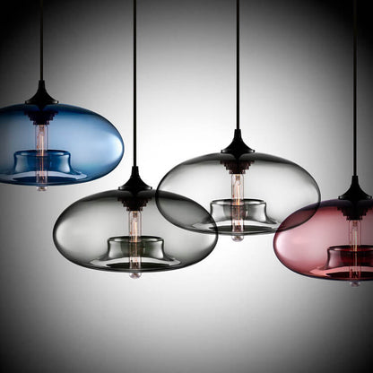 Industrial Glass Hanging Lamp – Ø28 cm, Multiple Colors, E26 Socket