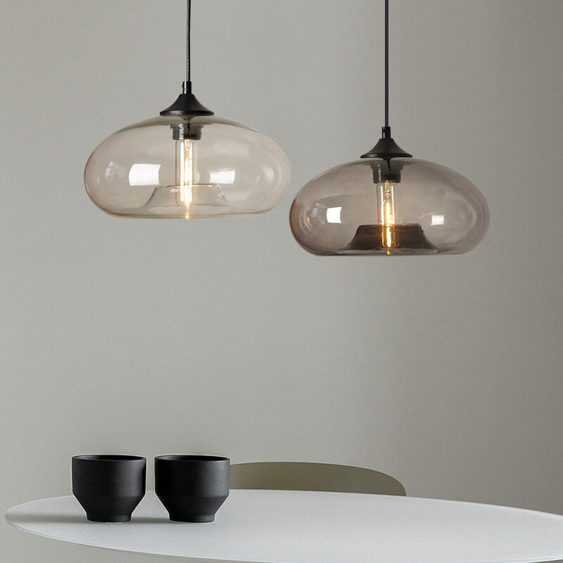 Industrial Glass Hanging Lamp – Ø28 cm, Multiple Colors, E26 Socket