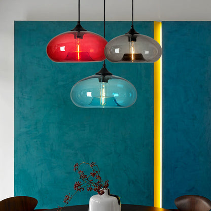 Industrial Glass Hanging Lamp – Ø28 cm, Multiple Colors, E26 Socket