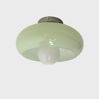 Elegancka szklana lampa sufitowa półwpuszczana w stylu mid-century