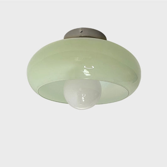 Elegancka szklana lampa sufitowa półwpuszczana w stylu mid-century