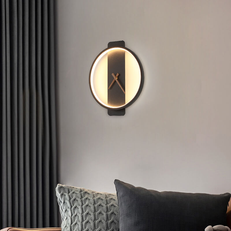 Nowoczesna Lampa Ścienna z Motywem Zegara – Akryl i Metal – Złoty/Czarny – LED 18W