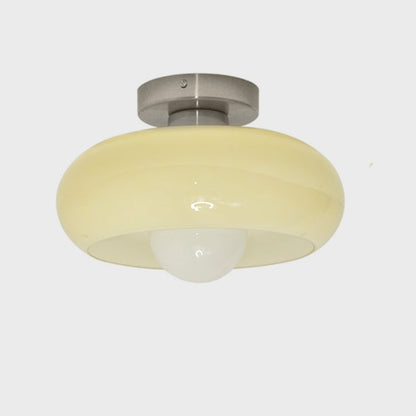 Elegancka szklana lampa sufitowa półwpuszczana w stylu mid-century