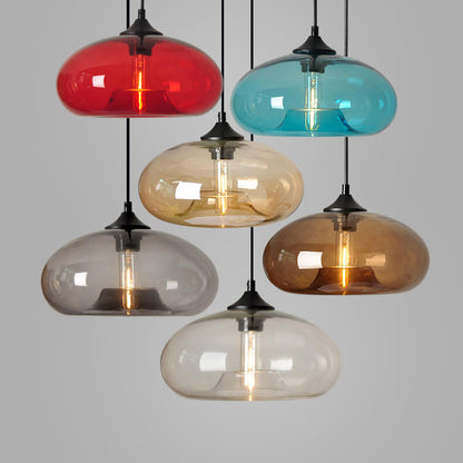 Industrial Glass Hanging Lamp – Ø28 cm, Multiple Colors, E26 Socket