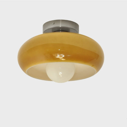 Elegancka szklana lampa sufitowa półwpuszczana w stylu mid-century